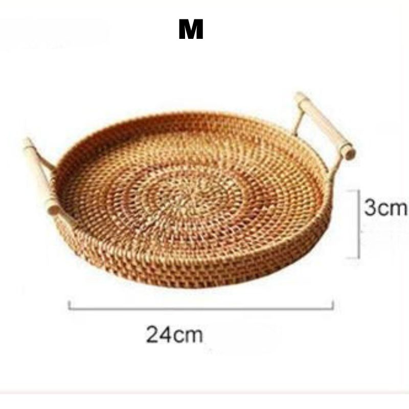 Arti Vime: Bandeja de Serviço de Vime com Alça de Madeira