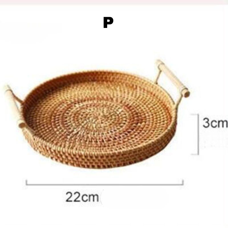 Arti Vime: Bandeja de Serviço de Vime com Alça de Madeira