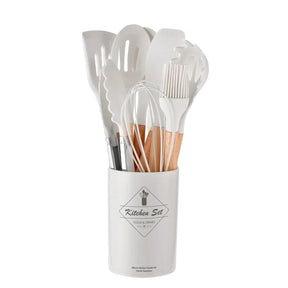 Sili Chef Deluxe: Conjunto de Utensílios com Cabo de Madeira – 12 Peças